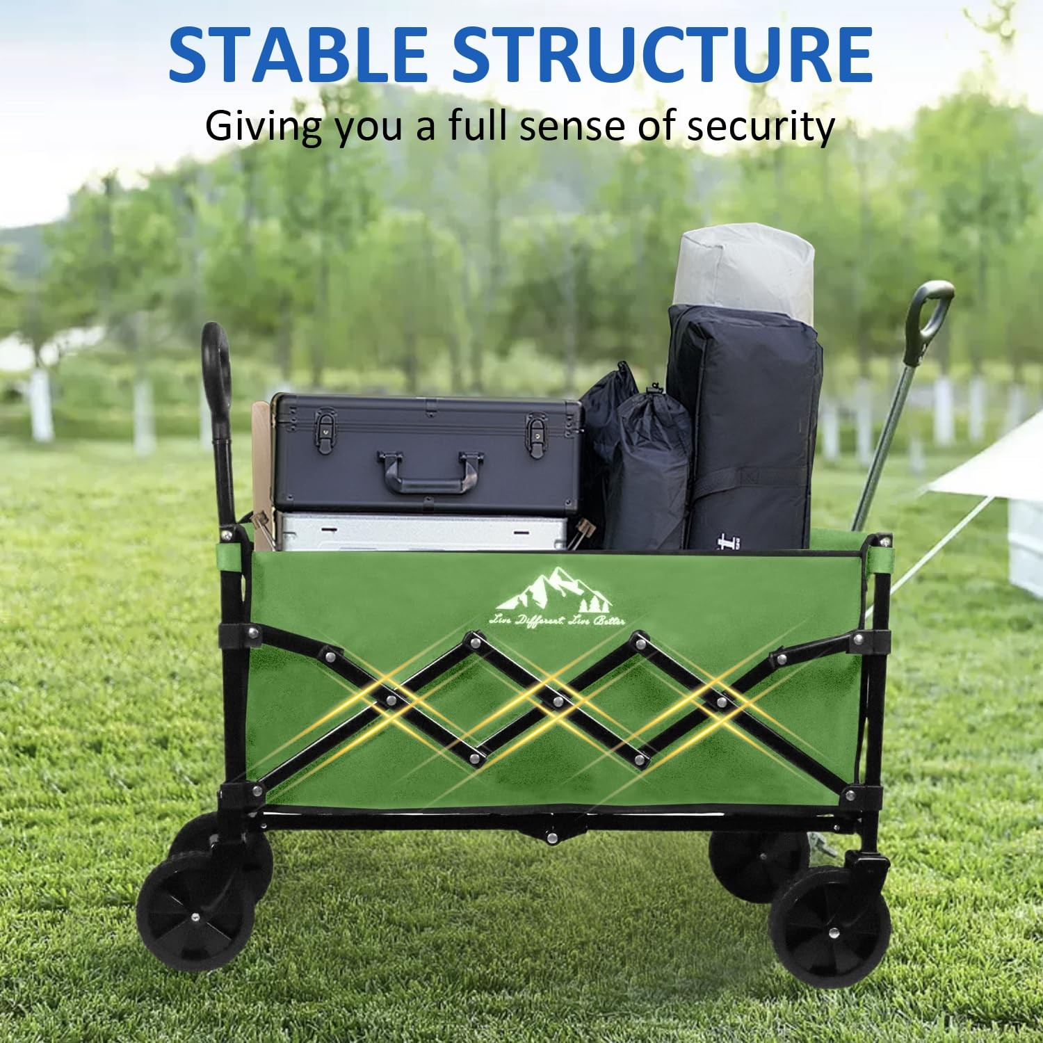 Collapsible Wagon Folding Utility Cart, Beach Wagon 352LBS Heavy-Duty with Ad... gallery
