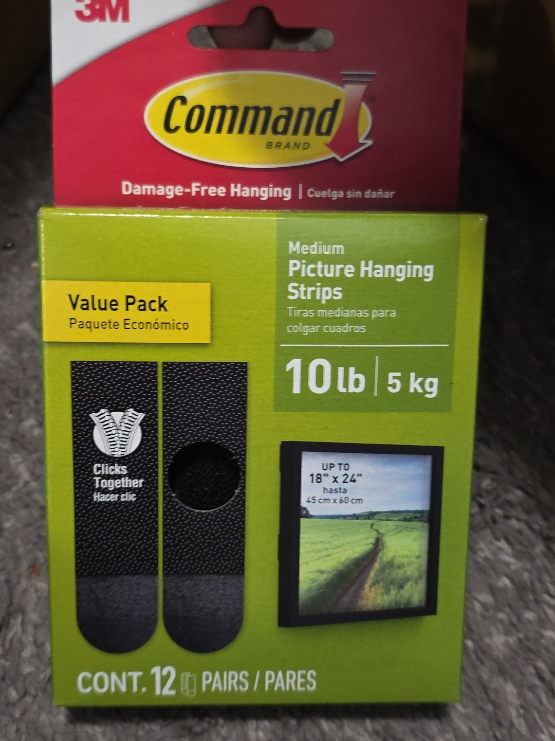 3M Command, 12 Pack, Medium, Black Picture Hanging Strips gallery