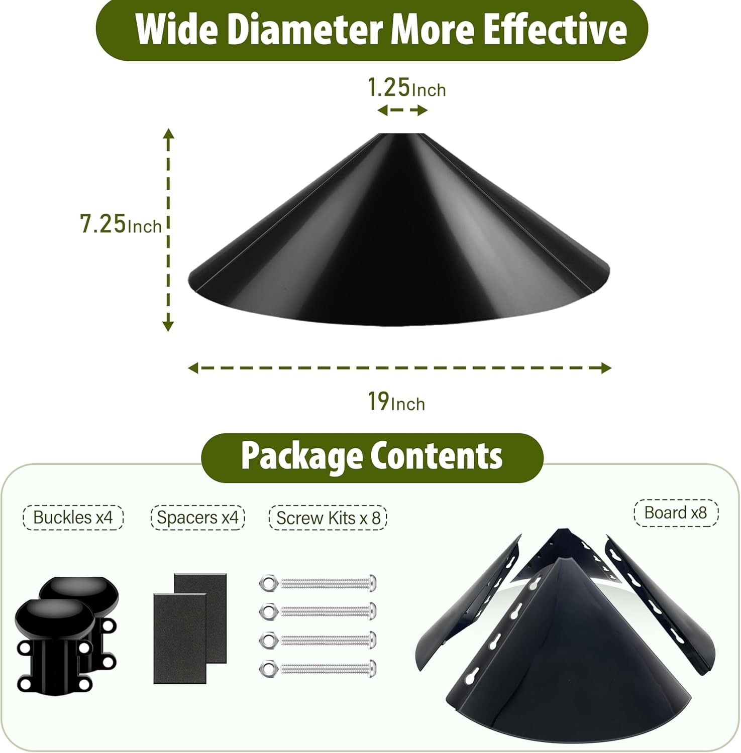 MULTI SIZE Bird Feeder Squirrel Proof Baffle 19 Inch Black Protects Raccoons & S gallery