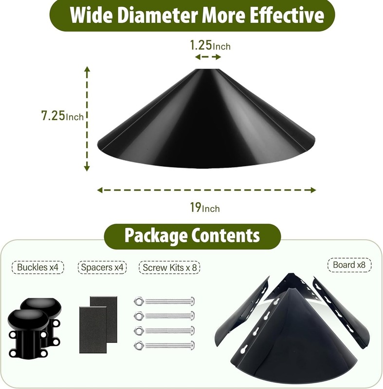 MULTI SIZE Bird Feeder Squirrel Proof Baffle 19 Inch Black Protects Raccoons & S gallery