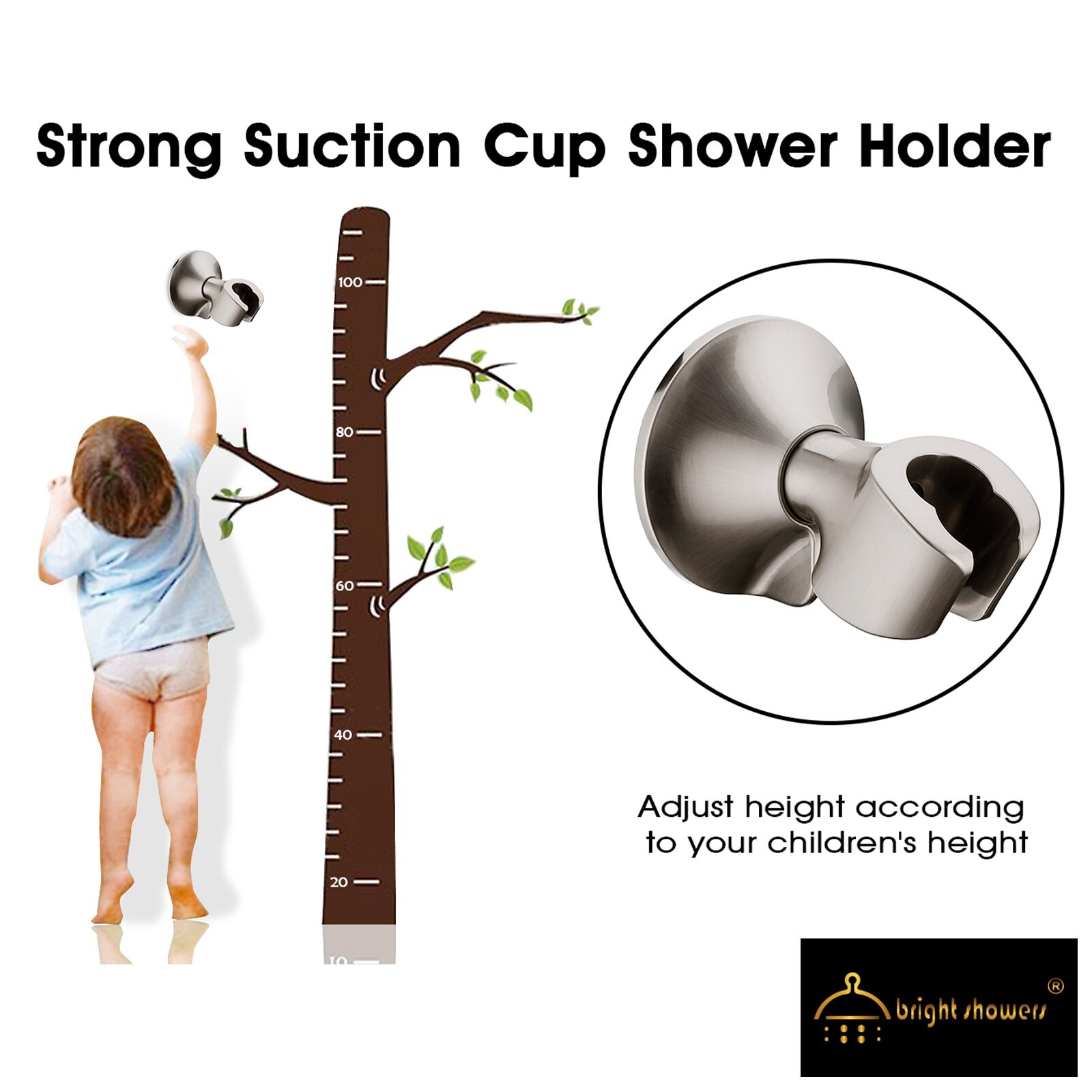 NEW "Bright Shower" Handheld Shower head Holder-Brushed Nickel Finish PWB1210-02 gallery
