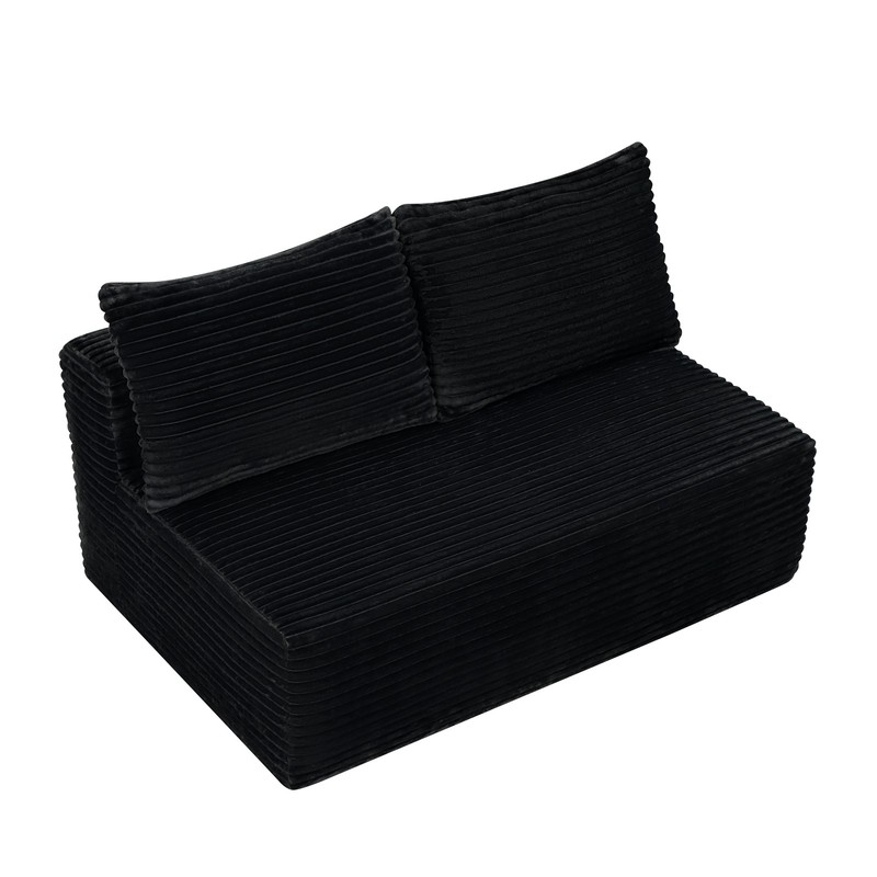 58" L-Shape Cloud Sectional Couch with Double Chaise, Black gallery