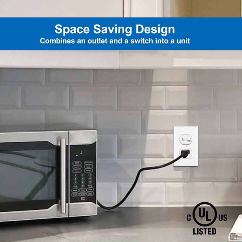 2 Pack Combination Toggle Light Switch and Duplex Receptacle Outlet Single Pole gallery