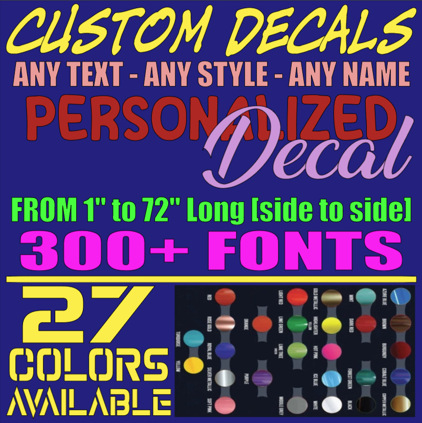 Custom Decal Sticker Vinyl Lettering Personalized Text,Window Wall Car Truck (14 gallery