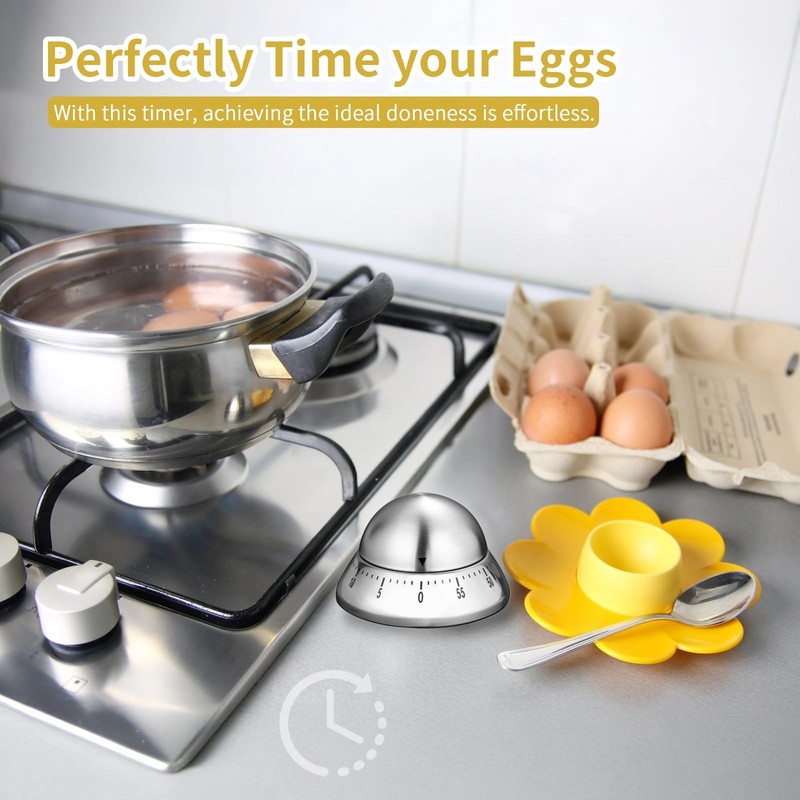 Mechanical Kitchen Timer, Wind Up 60 Minutes Manual Countdown for Silver Cone gallery