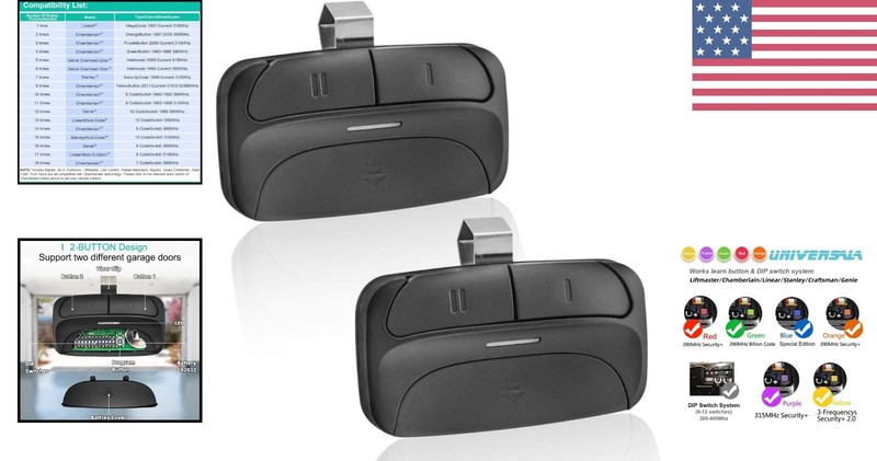 Easy Program Universal Garage Door Remote - Works with Liftmaster, Genie, 2 Pack gallery