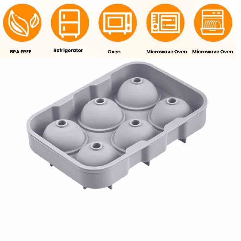 Black Round Silicone Ice Cube Ball Maker Tray 8 Large Sphere Molds Bar Cocktails gallery