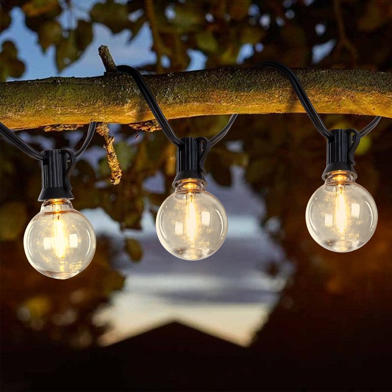 100FT Outdoor String Lights LED Patio Light Waterproof Shatterproof 51 G40 Bulbs gallery