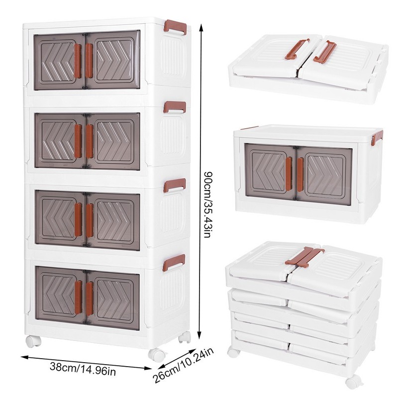 4 Pack Storage Bins With Lids, Portable Closets Folding Storage Box With Doors gallery