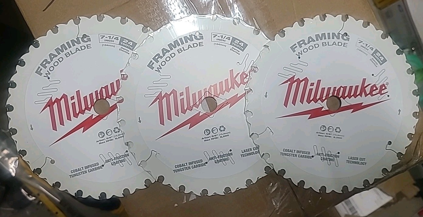3 PACK Milwaukee 7-1/4 In. 24T Framing Circular Saw Blade ~~ 48-41-0720 ~~ gallery