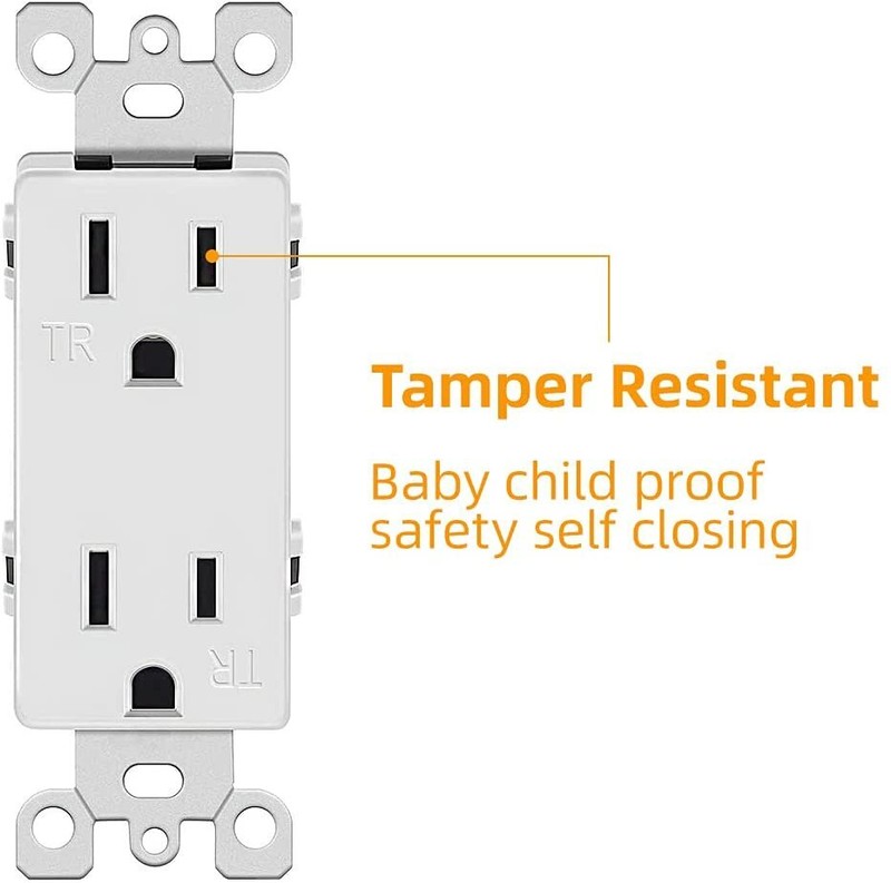 Outlet Decora Duplex Receptacle, 15 Amp, 125 Volt, Tamper Resistant White 10pack gallery