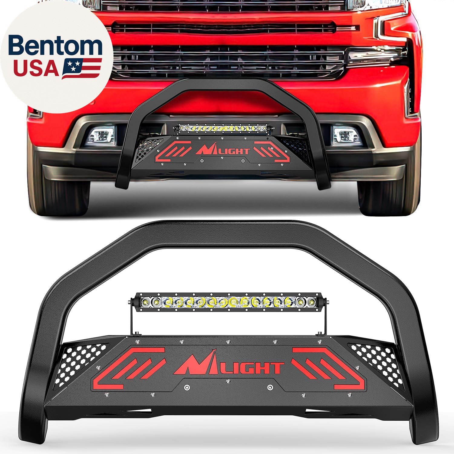 Bull Bar with Light Fits 2007-2018 Chevy Silverado GMC Sierra 1500, 2007-2020 Ch gallery