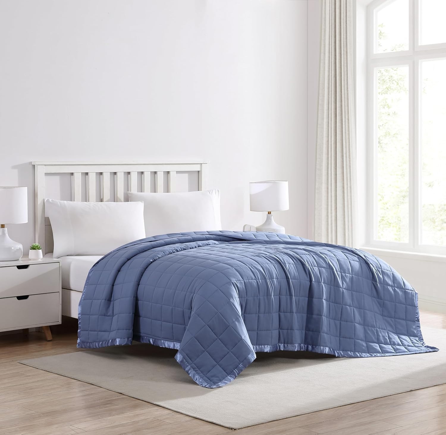 Elite Home Products Down Alternative Solid Blankets Cabernet, Medium Blue King gallery
