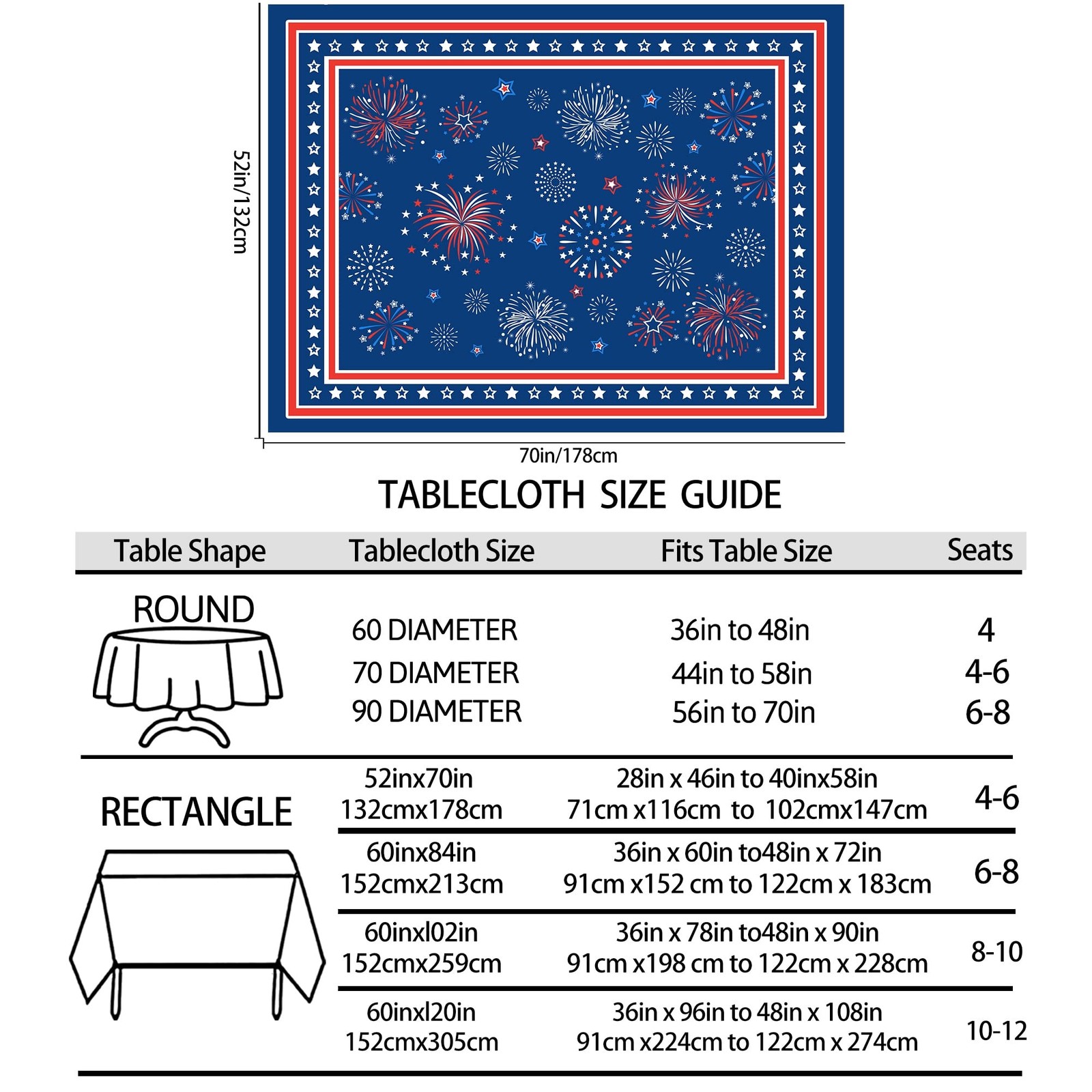 Hexagram Fourth Of July Tablecloth Tablecloth American Flag Tablecloth gallery