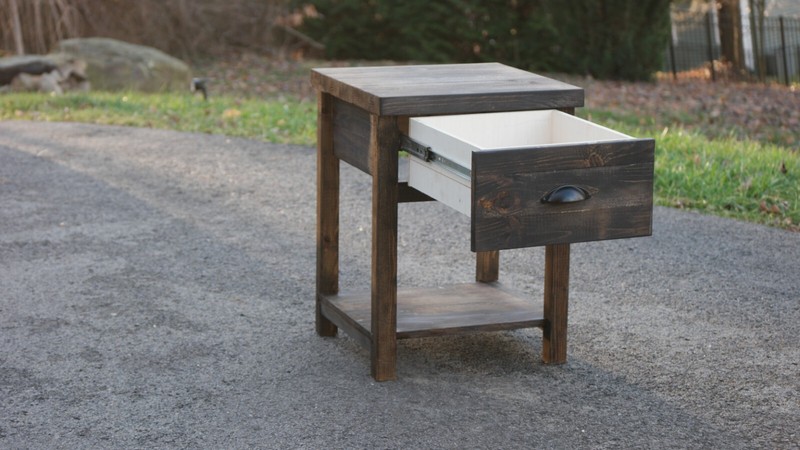 Rustic Bedside Table With Concealed Drawer & Shelf. Solid Wood Handmade gallery