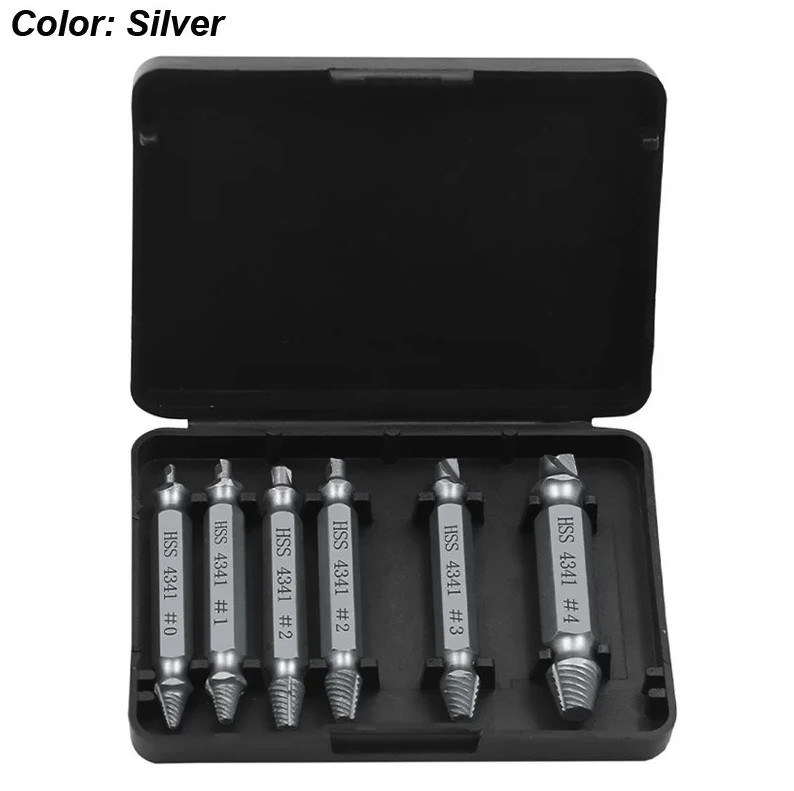 6pcs Damaged Screw Extractor Set: HSS Drill Bits Broken Stripped Remover Kit gallery
