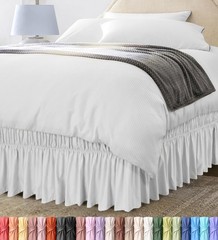 Adjustable Wrap Around Ruffle King Size Bed Skirt Elastic Fit
