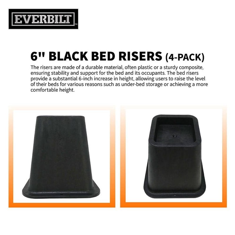 Everbilt 6 in. Black Bed Risers (4-Pack) gallery