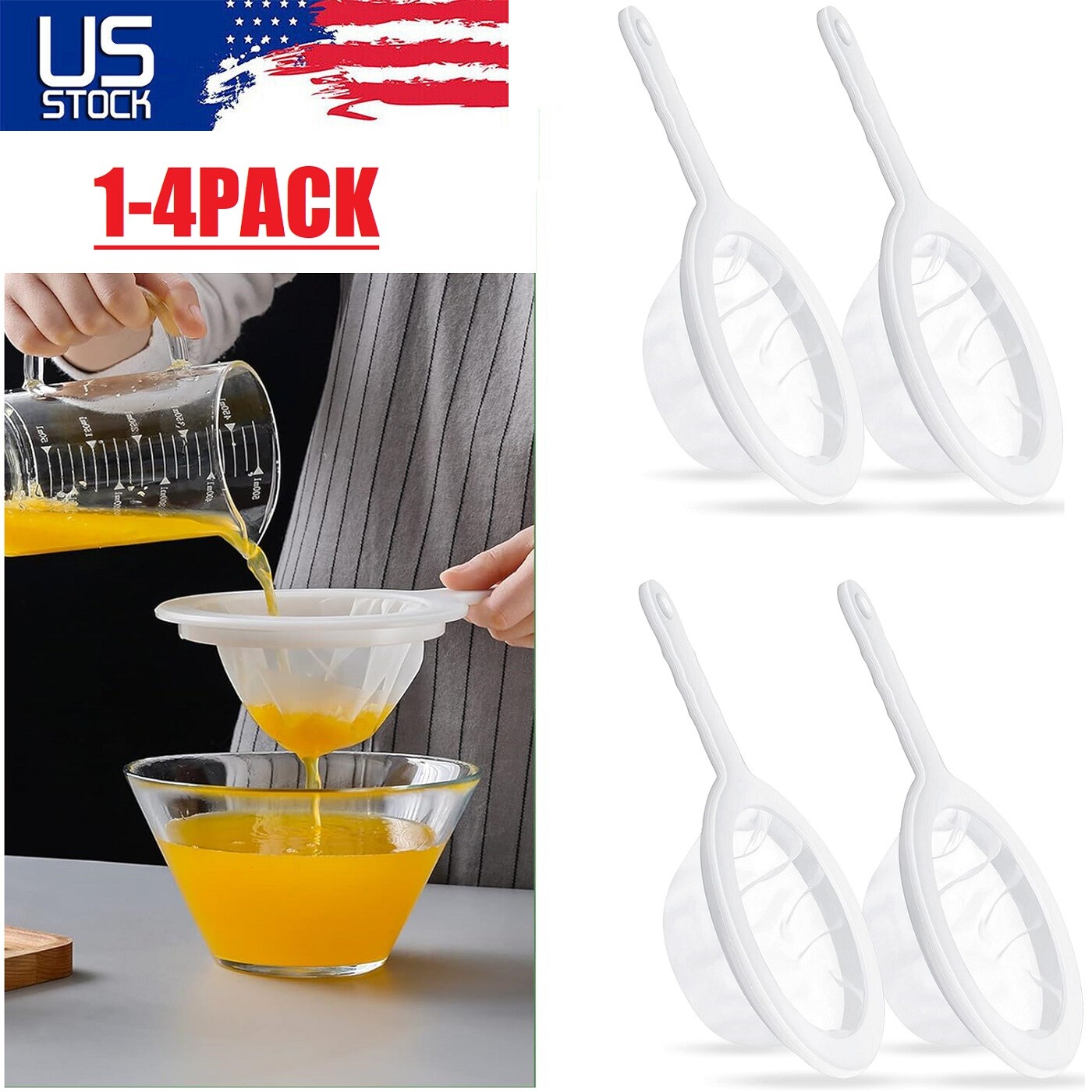 4Pcs Ultra-Fine Nylon Mesh Strainer Soy Milk Coffee Juice 100 Mesh Filter Spoon. gallery