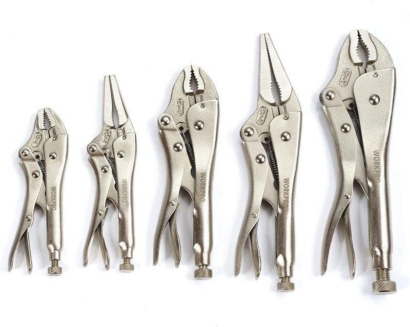 WORKPRO 5PC Locking Pliers Set 5/7/10" Curved Jaw Pliers 6.5/9" Long Nose Pliers gallery