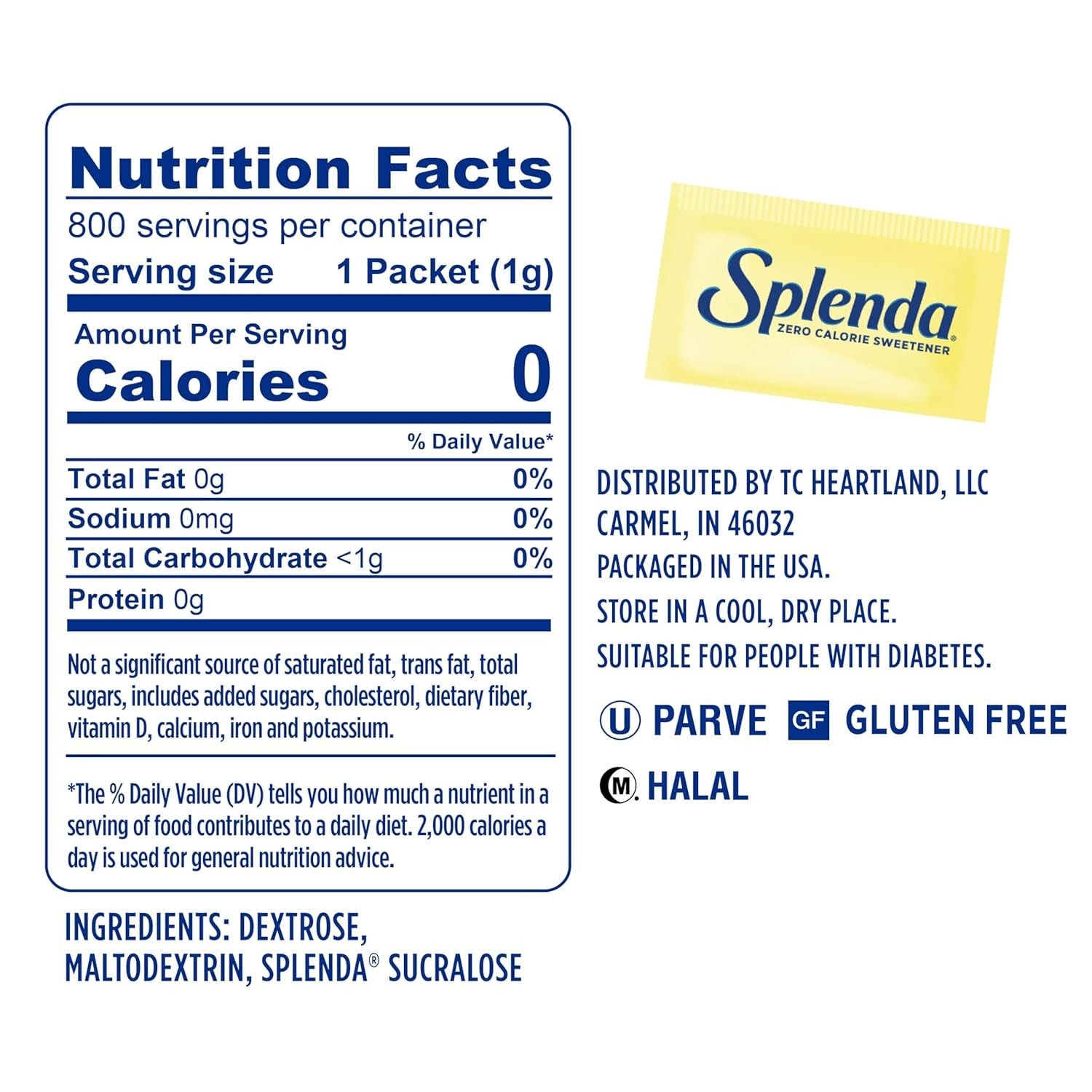 SPLENDA Zero Calorie Sweetener Value Pack, 800 Count Packets gallery