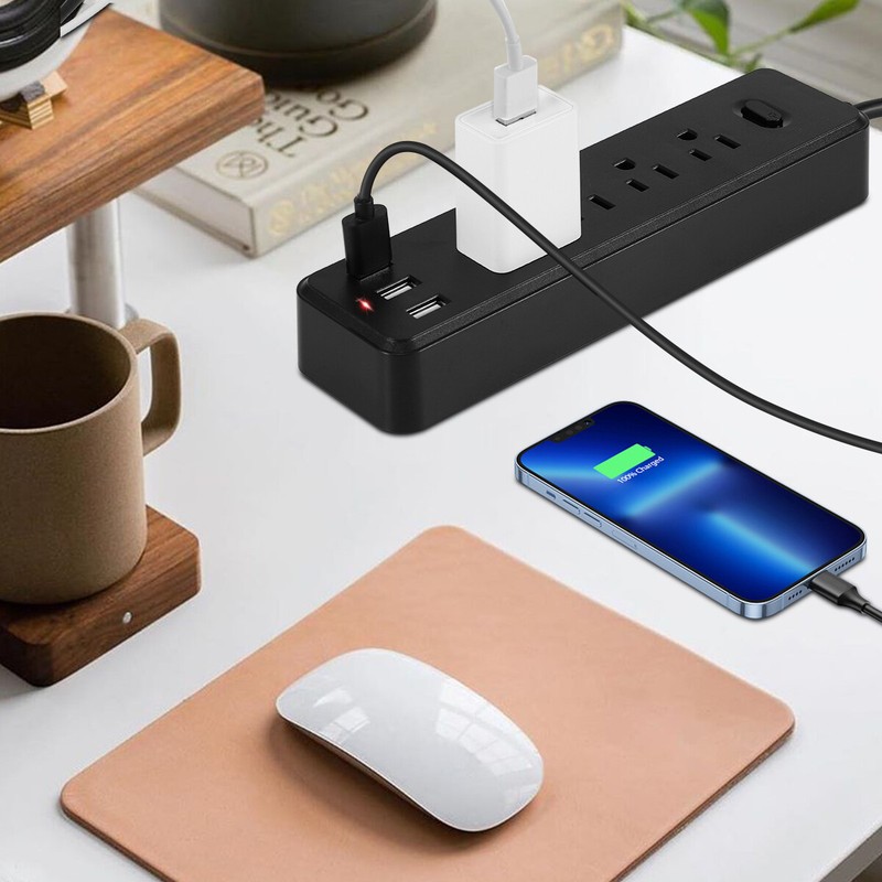Wall Mountable USB Surge Protector Power Strip with 3 USB Ports & 4 Outlet Plugs gallery