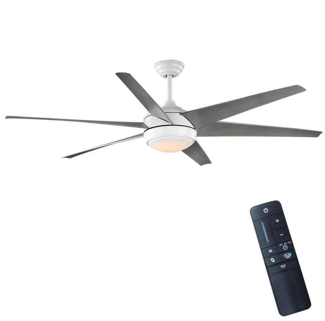 HDC Windward 68 in. White Color Changing LED Matte White Ceiling Fan w/Light Kit gallery