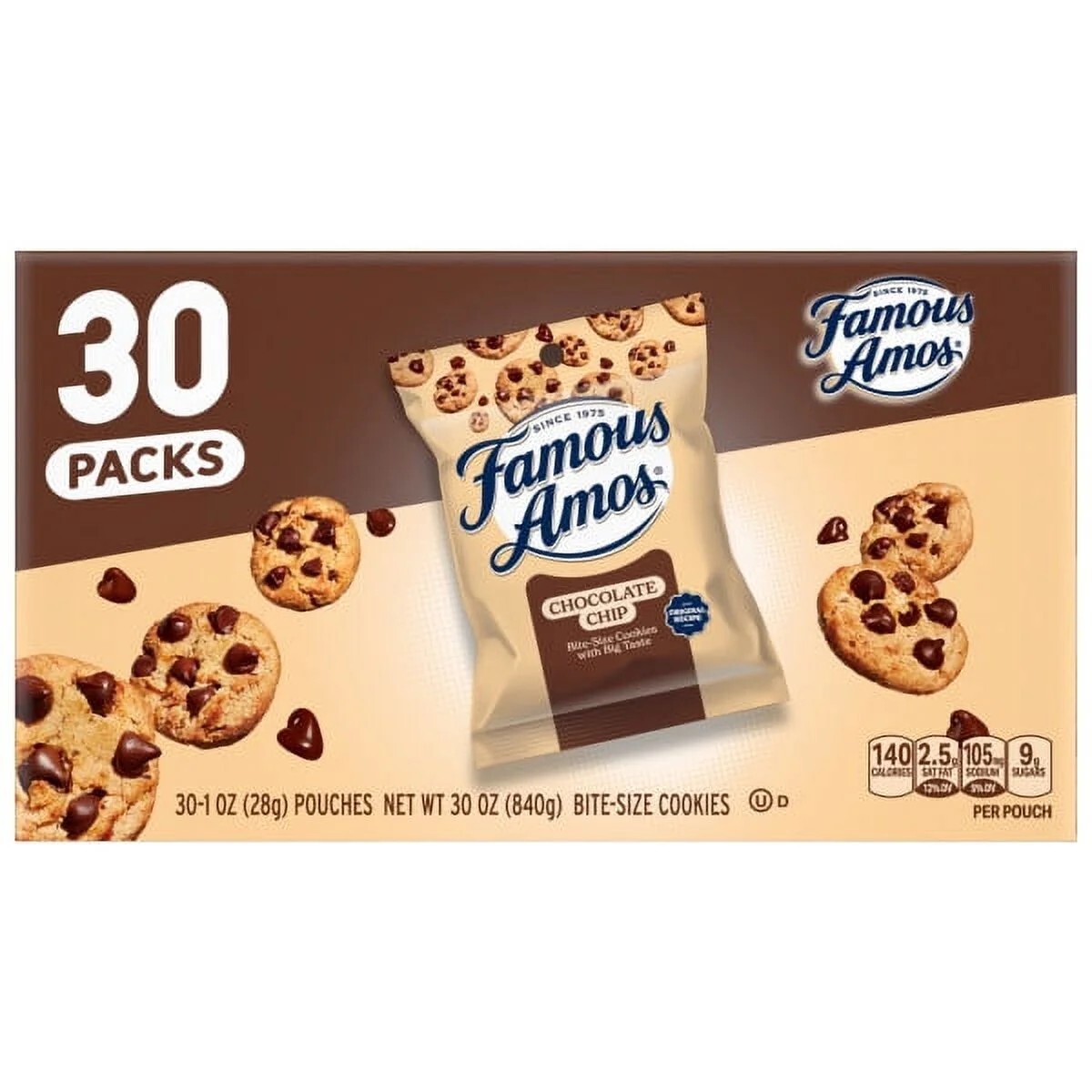Famous Amos Classic Chocolate Chip Cookies, 1 oz., 30-Pack gallery