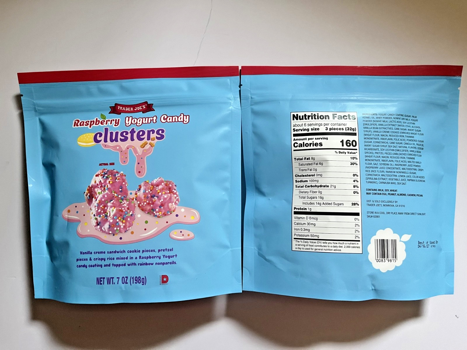 2 Packs Trader Joe's 7 oz. RASPBERRY YOGURT CANDY CLUSTERS gallery