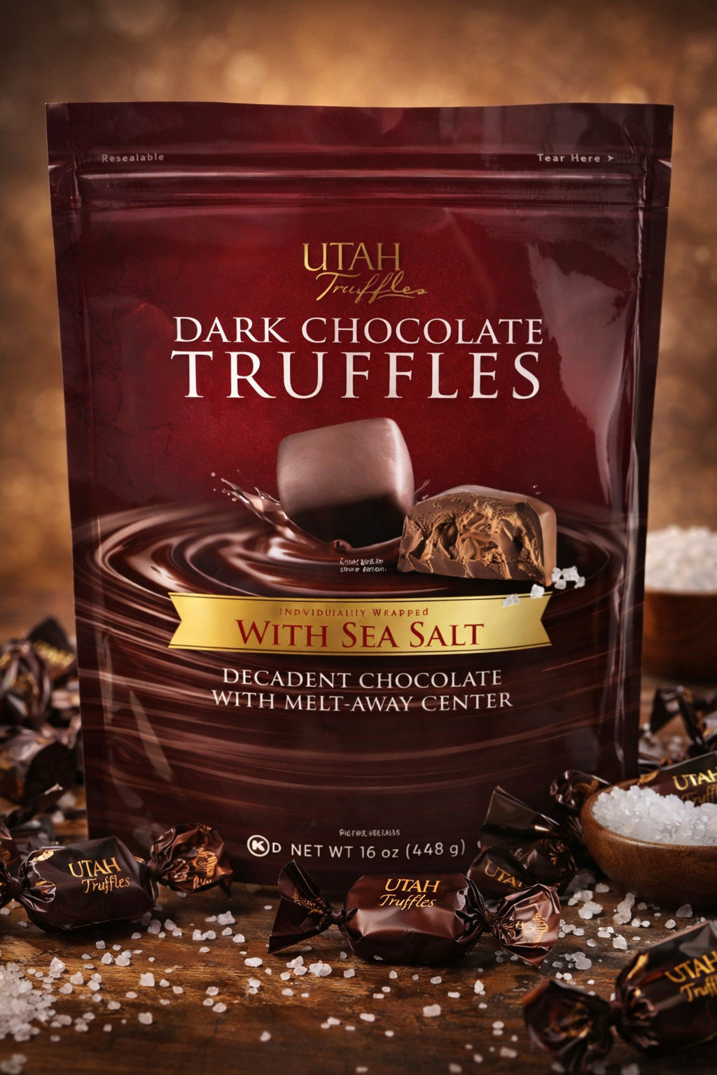 Utah Truffles Dark Chocolate, With Sea Salt (16 oz) gallery