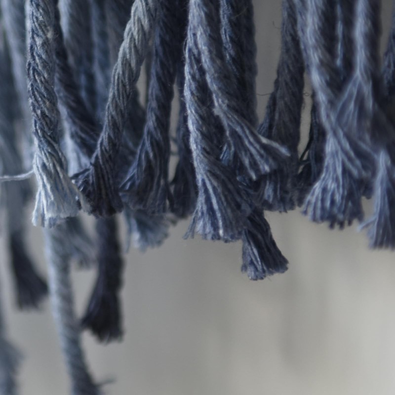IOWER Macrame Wall Hanging Large Blue Dip Dyed Fiber Art 39"L x 57"W, gallery