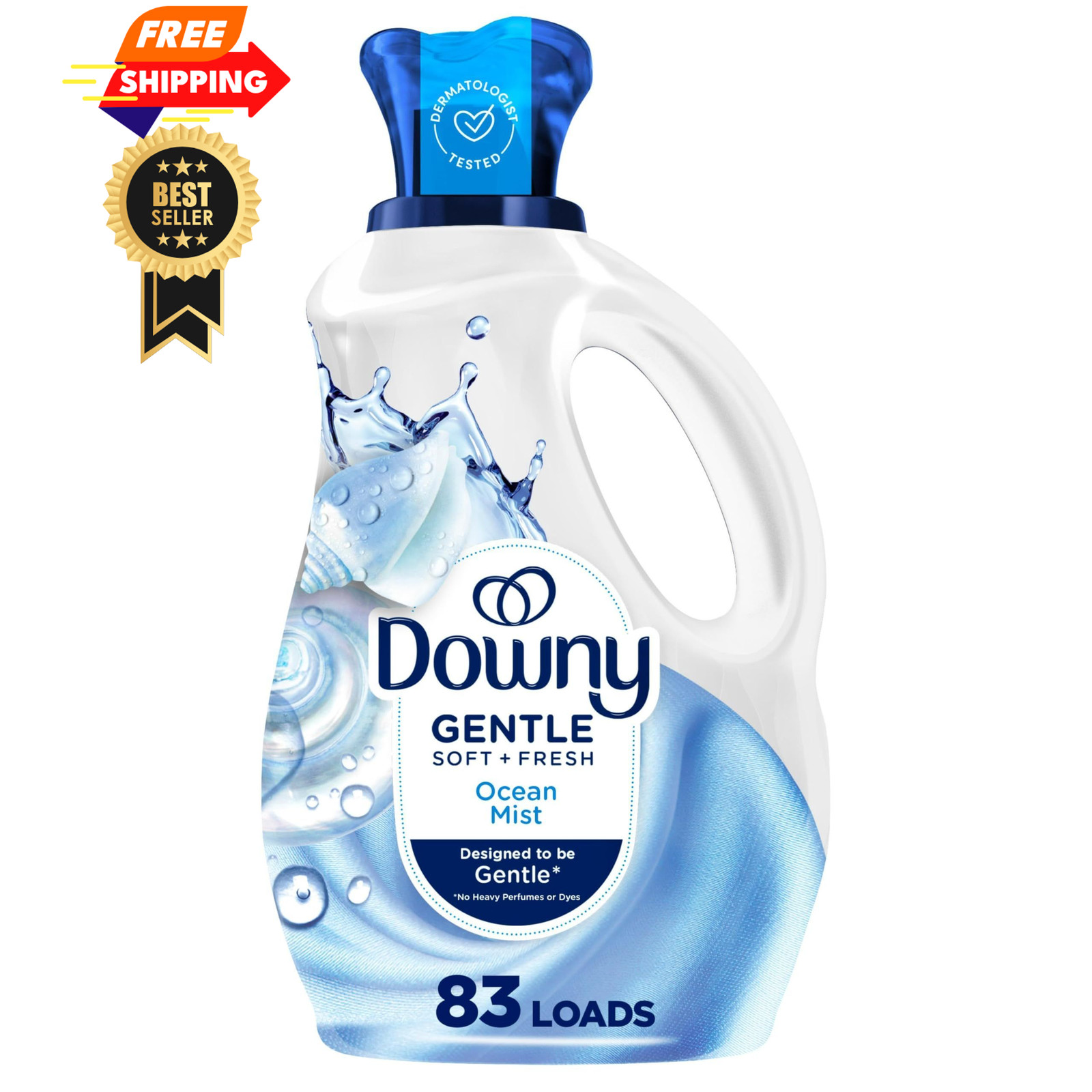 Downy Gentle Soft + Fresh Fabric Softener Liquid, Ocean 56 Fl Oz (Pack of 1) gallery
