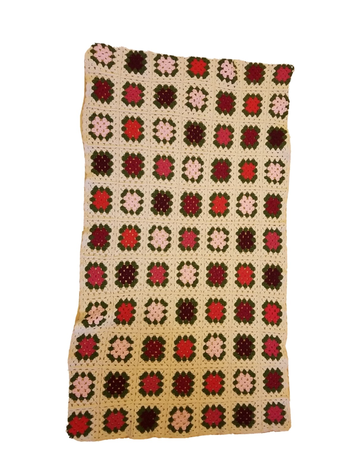 Vintage Crochet Afghan Granny Multicolor Flowers 60 x 35 Lap Blanket Colorful gallery