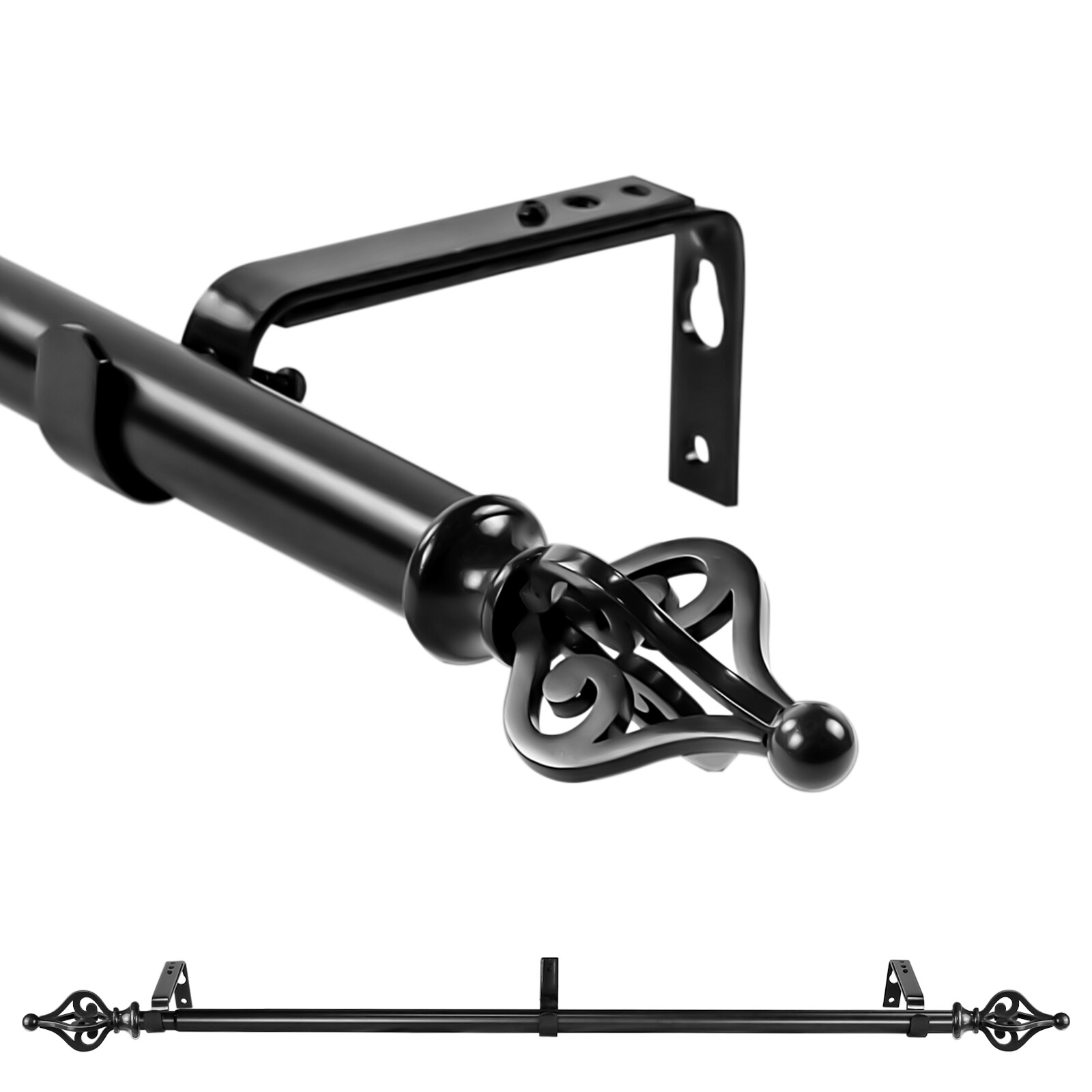 1" Portia Adjustable Single Drapery Curtain Rod, 28"-48"/48"-84"/84"-120" gallery