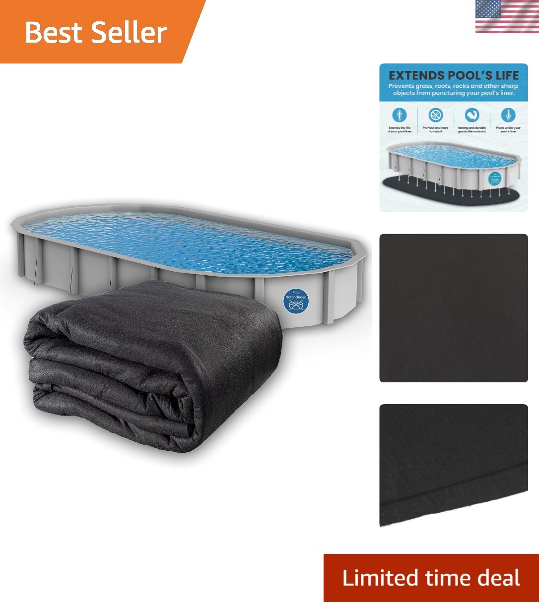 Durable 10' x 15' Oval Aboveground Pool Liner Pad - Easy Installation Guaranteed gallery