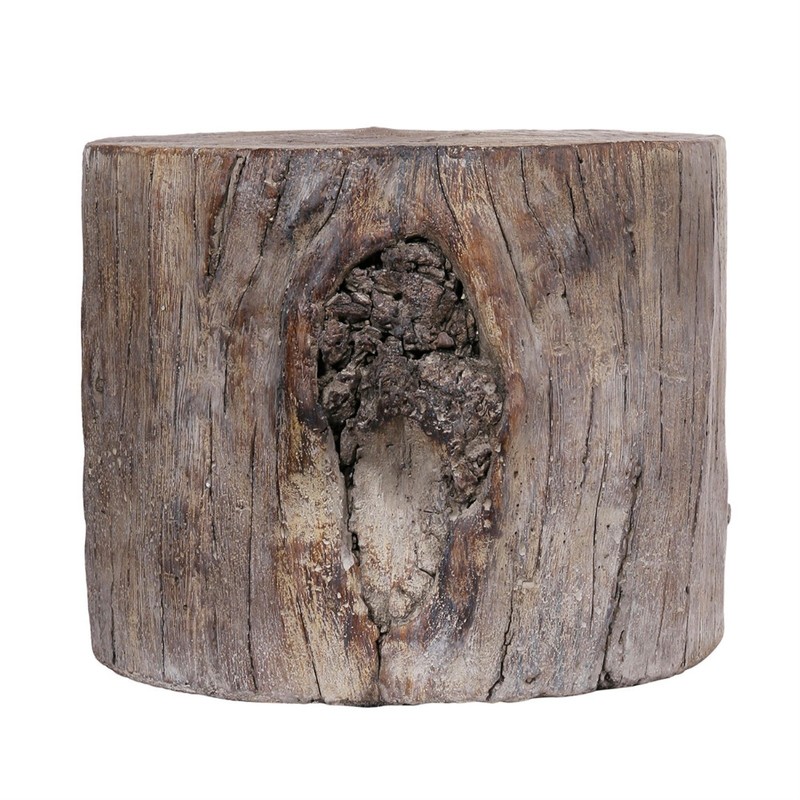 Antique Round Tree Stump Cement Stool- Brown gallery