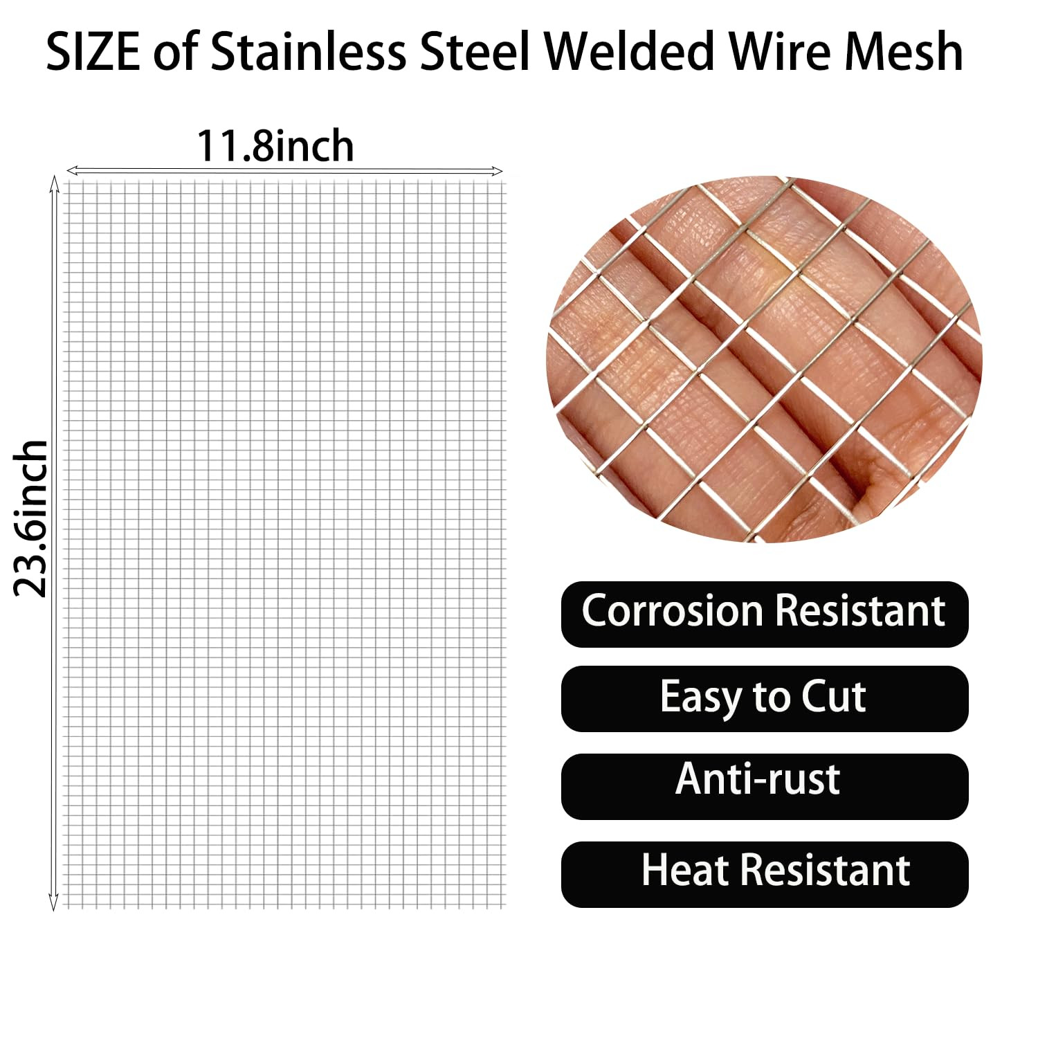 Stainless Steel Welded Wire Mesh, 1/4 Inch Hole Completely Welded，2 Pack 12 X 24 gallery