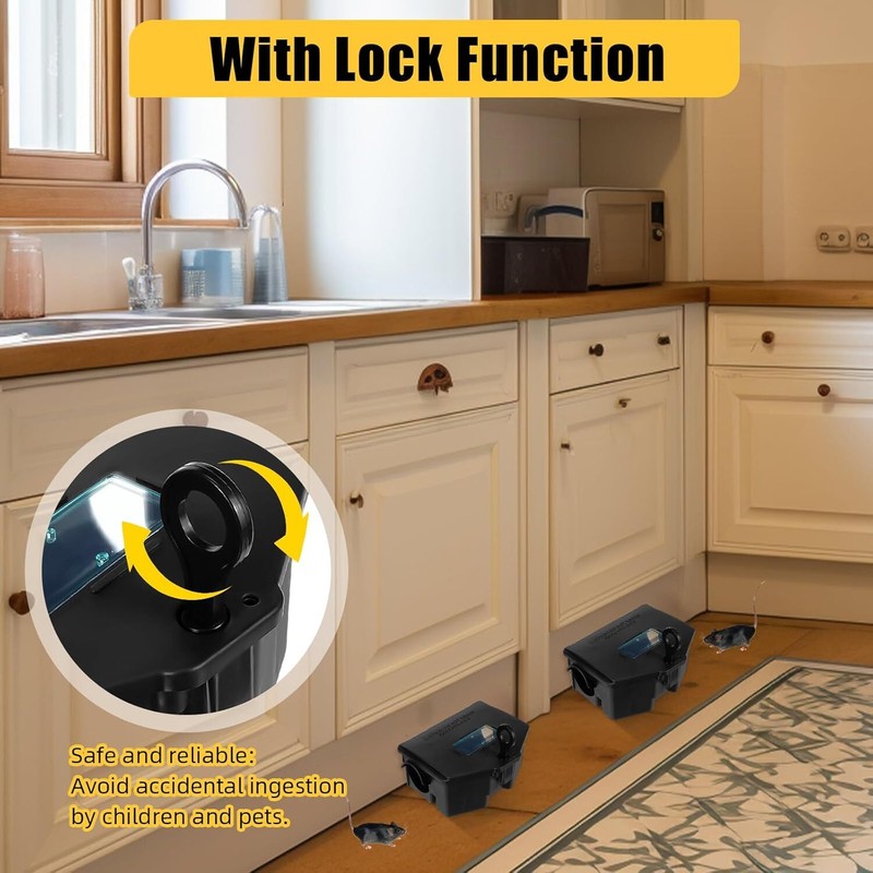4 Pack Mouse Rat Bait Boxes w/ Lock Key Winter Pest Control for Home Garage Barn gallery