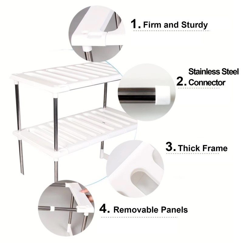 Expandable Cabinet Shelf Organizer Rack, Stackable Kitchen Under Sink Storage gallery