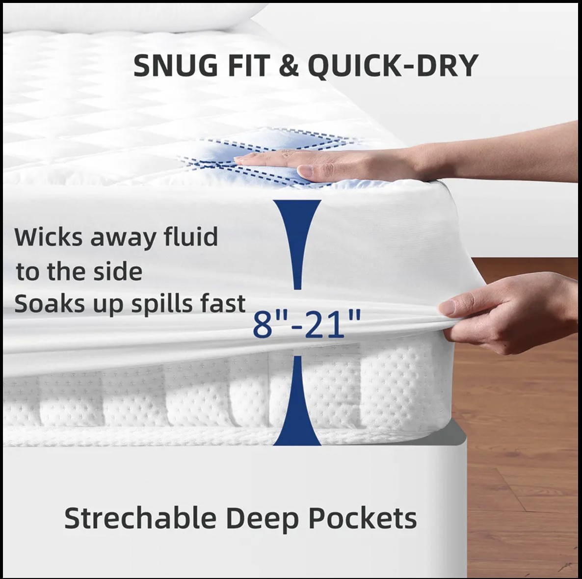 100% Waterproof Mattress Protector Quilted Mattress Pad Cover Breathable Fitted gallery