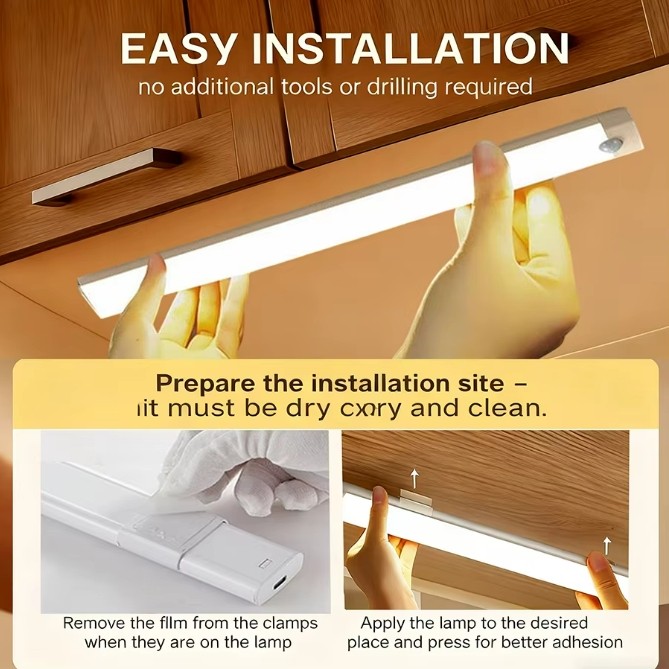 Rechargeable LED Motion Sensor Under Cabinet Closet Light USB Kitchen Lamp Strip gallery