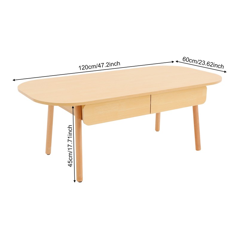 Modern Solid Wood Coffee Table With Storage With Double Drawers For Living Room gallery