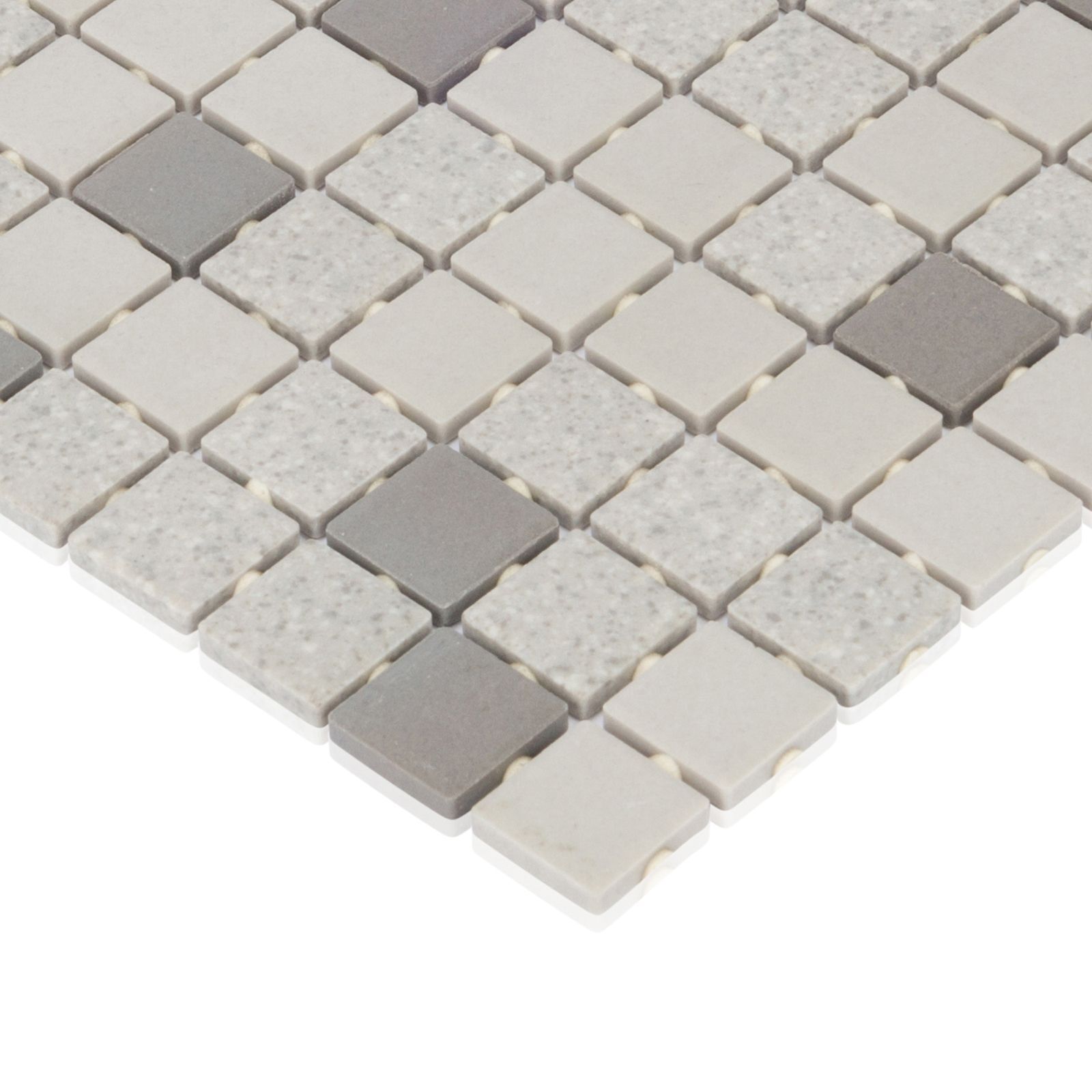 Ceramic 1" x 1" Grid Gray Earth Tone Mosaic Tile Backsplash Bath Shower TDH96MDR gallery