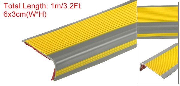 3.2Ft Stair Nosing 3cm L Shape Step Edges Protector Yellow/Grey gallery