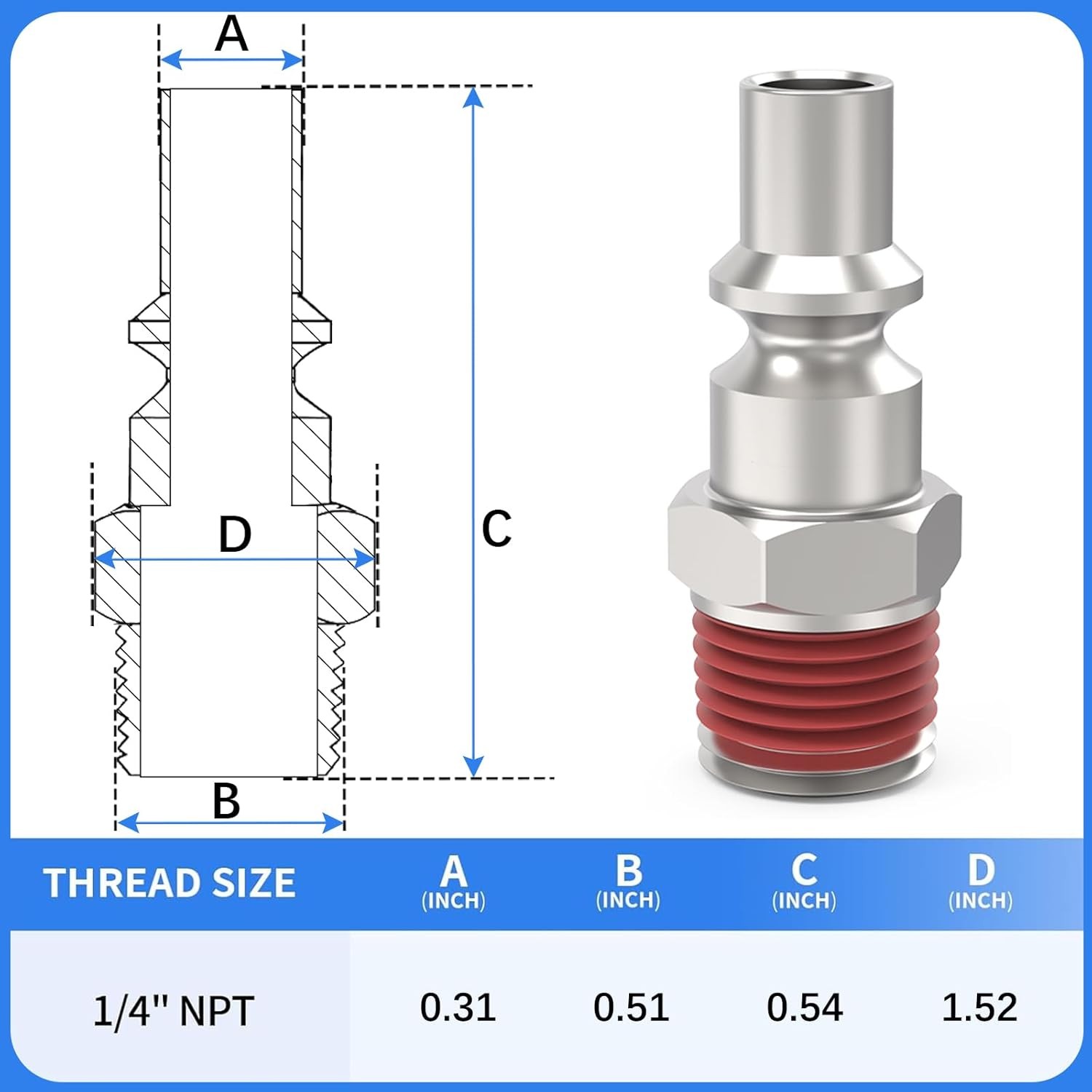 A-Style(ARO) Plug, 1/4" NPT Pneumatic Plugs, Compressor Fittings(30-PACK) gallery