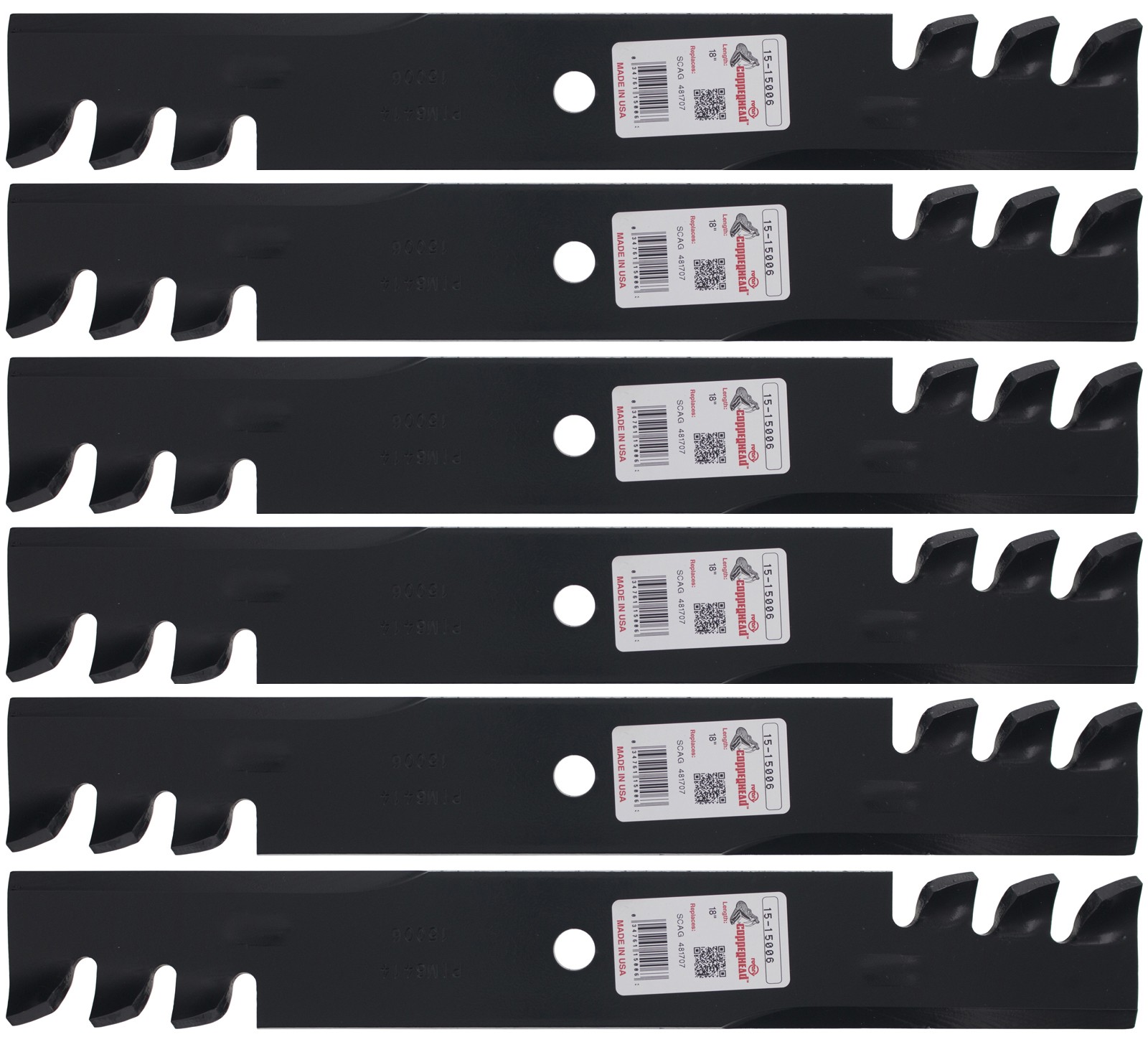 6 Rotary® High Lift Mulching Blades for Lesco® 50125 50140 36" 52" Deck gallery