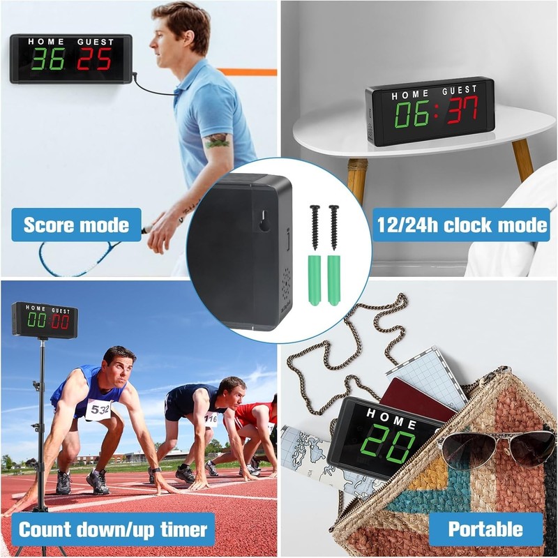 LED Electronic Scoreboard Digital Score Keeper with Remote, Basketball S gallery