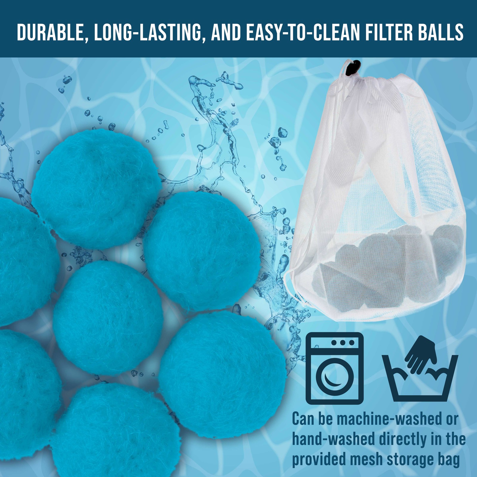 1.5 lbs Blue Pool Filter Balls, Fiber Filtration Media for Pool Sand Filters gallery