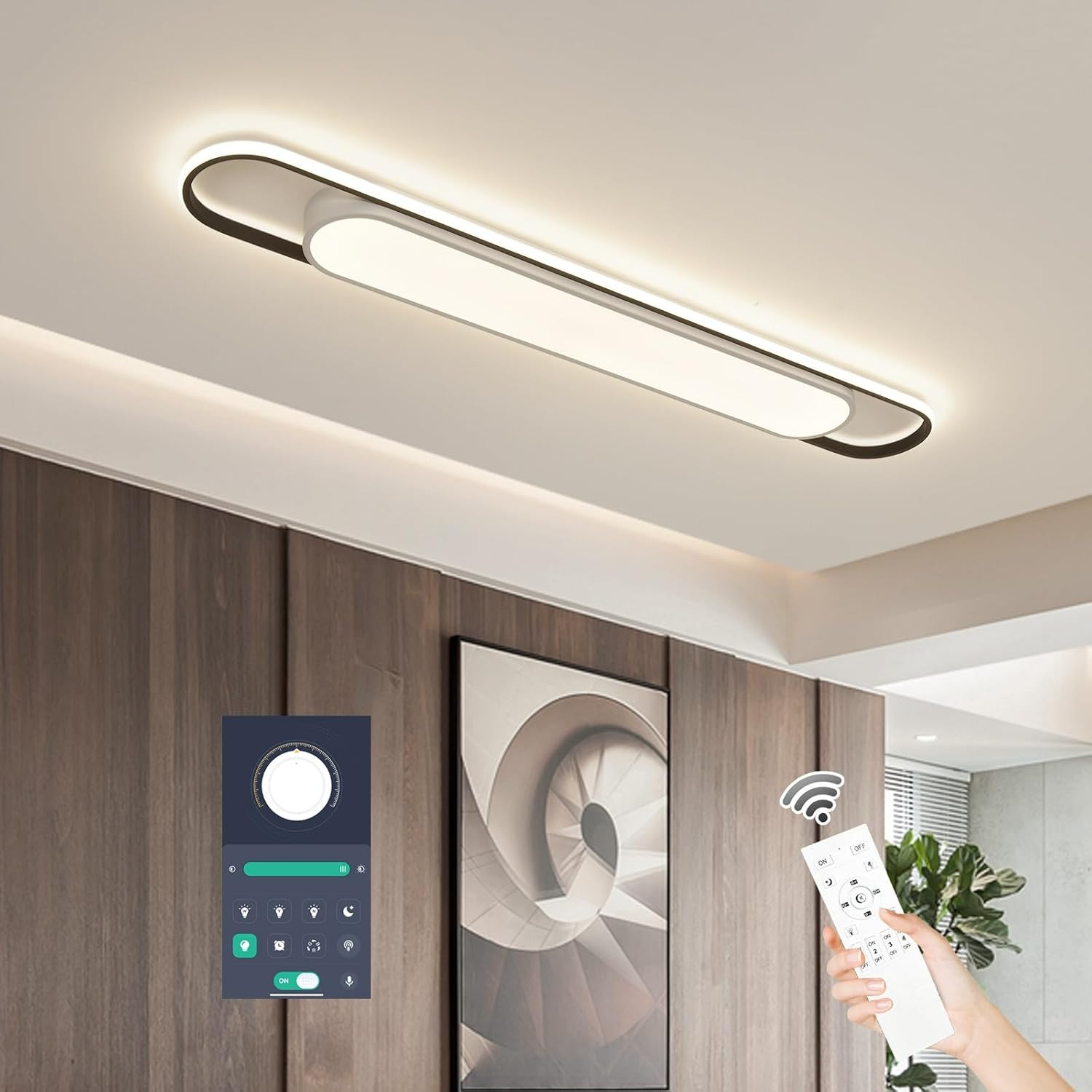 4Ft Modern Smart LED Linear Ceiling Lights Dimmable LED Ceiling Lamp with (48") gallery