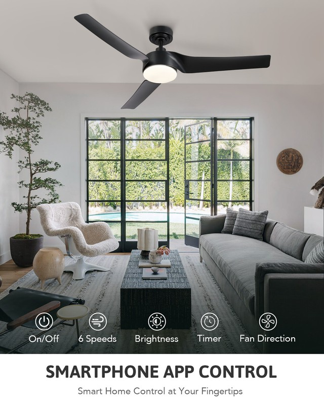 52" Smart Ceiling Fan w Light Remote Compatible w Alexa Google Voice App Control gallery